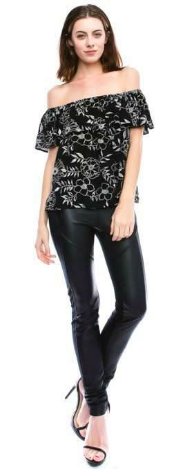 Perfect Harmony Black Off Shoulder Ruffle Top - Full Outfit View