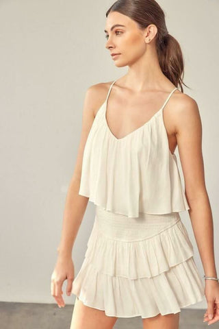 San Antonio Cream Ruffle Romper - Side View