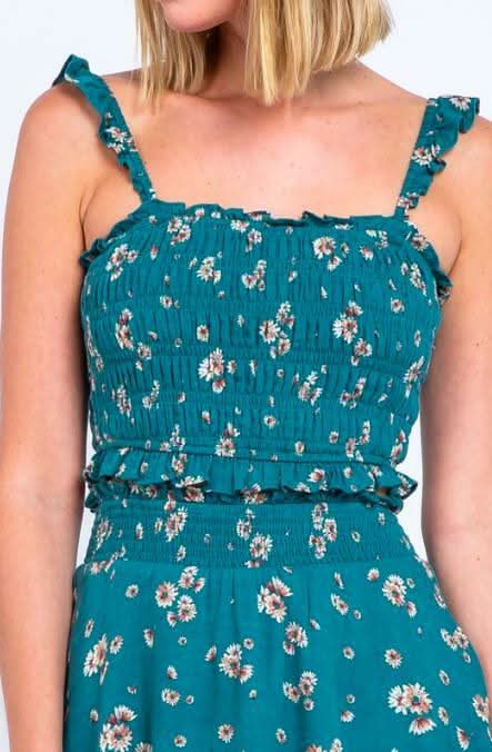 Gina Green Floral Print Two-Piece Dress -  BohoPink