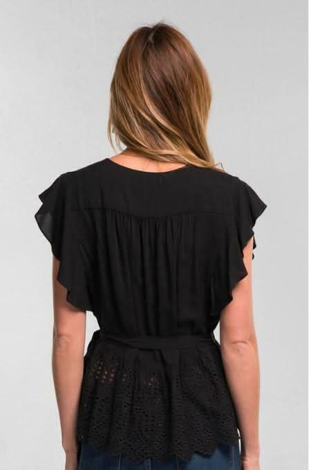 Cute Black Wrap Wrap Top