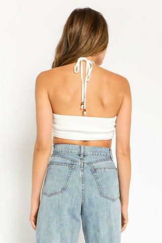 White Halter Crop Top
