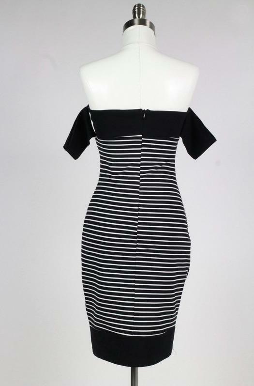 Black and White Striped Midi Dress