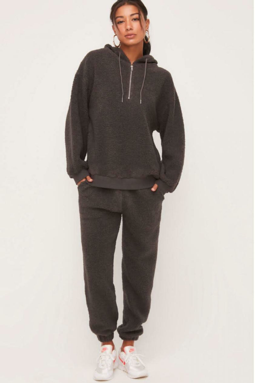 Charcoal Grey Sherpa Hoodies