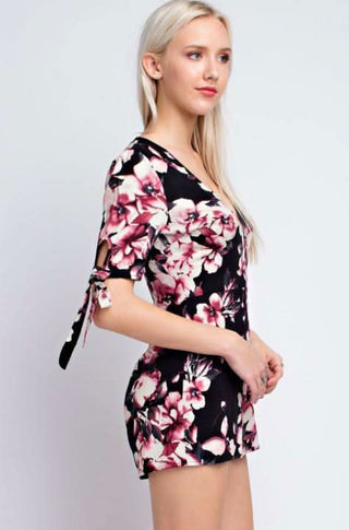 Say What You Will Navy Floral Romper by Honey Punch - Side View