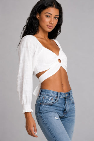 Lush Lauren White Center Ring Crop Top - Side View