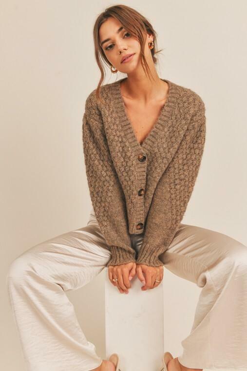 Taupe Cropped Cardigan 