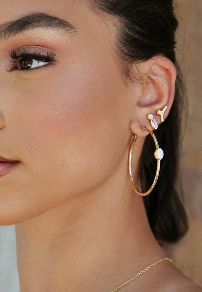A Drop Of Opal 18k Gold Hoop Earrings -  BohoPink