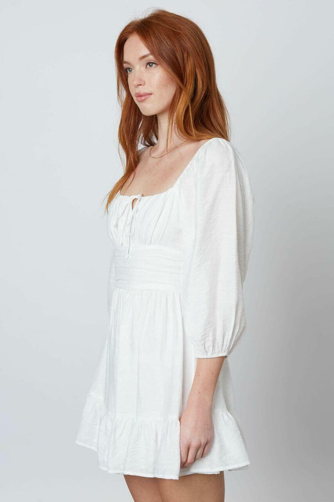 Enchanting White Three-Quarter Sleeve Mini Dress -  BohoPink