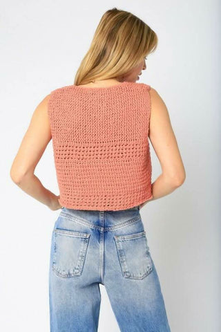 Abbey Solana Sheer Crochet Tank Top back