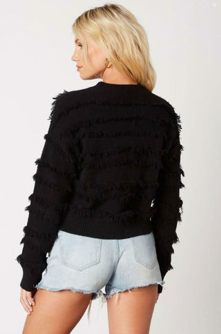 Hailey Black Fringe Sweater back