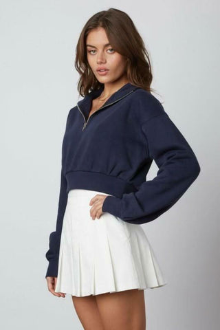 Varsity White Pleated Skort side
