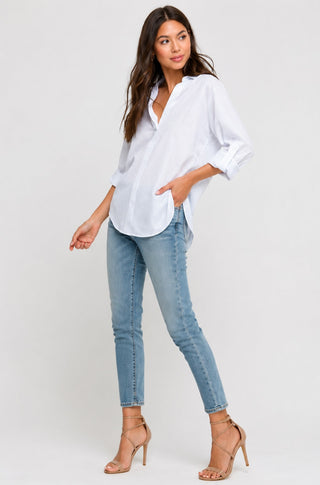 Ocean Breeze White and Blue Striped Top - Detailed View