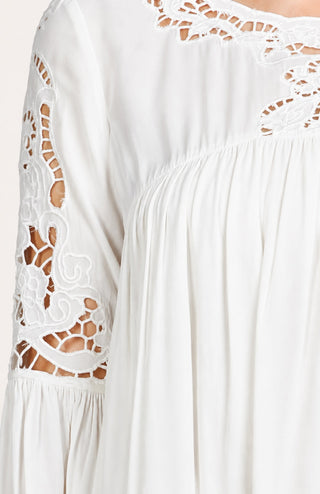 Joy White Lace Babydoll Top - Detailed View