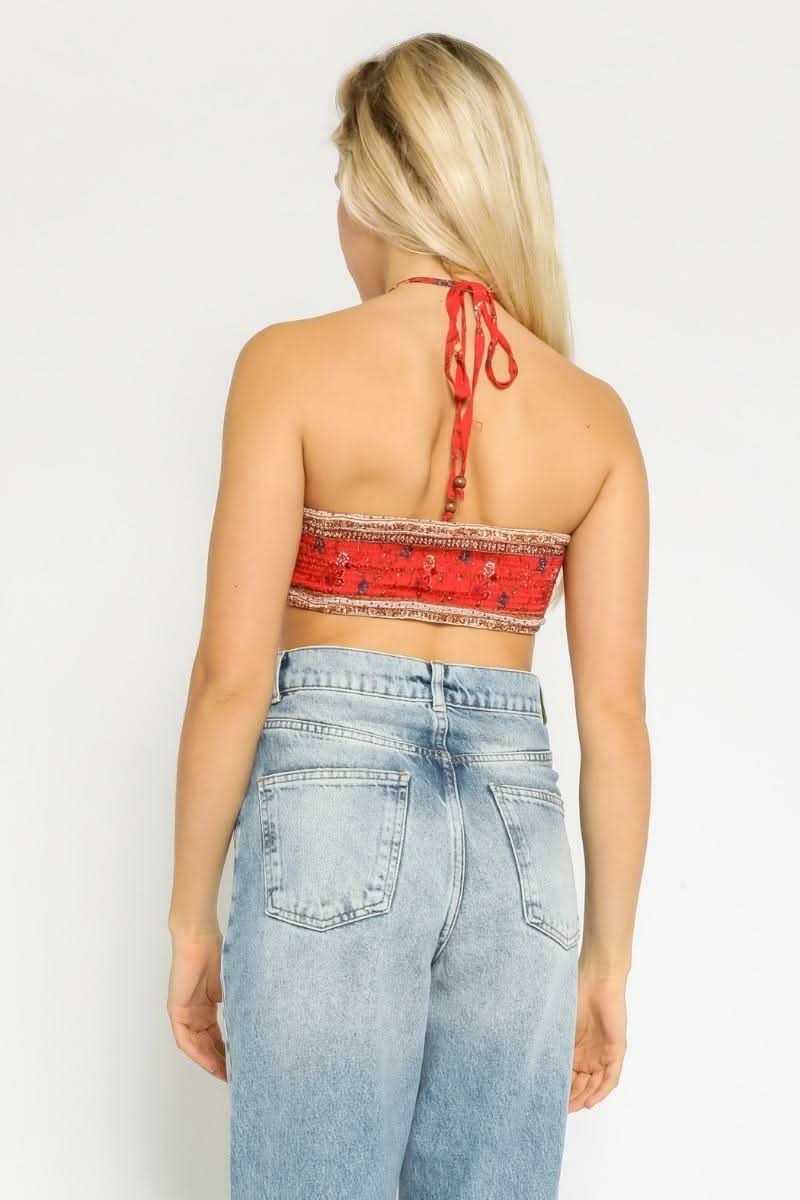 Smocked Halter Crop Tops