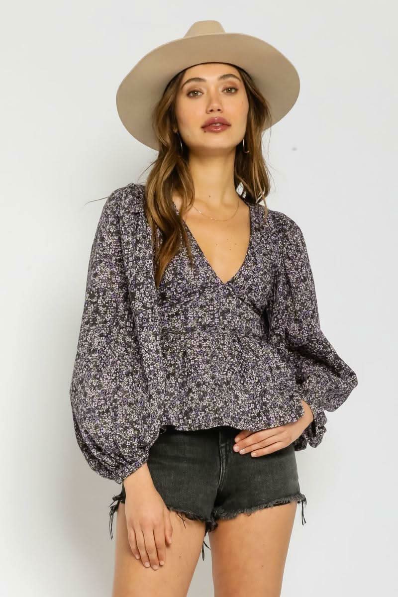 Escapade Purple Floral Babydoll Top -  BohoPink