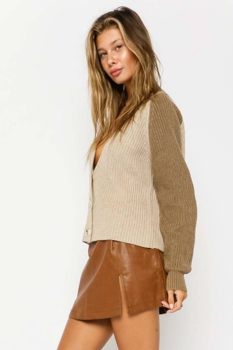 Color Block Cardigan Sweater 
