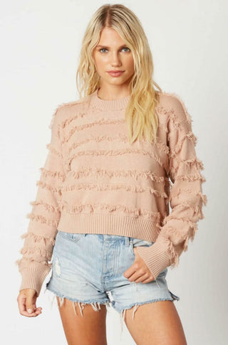 Hailey Blush Fringe Sweater front