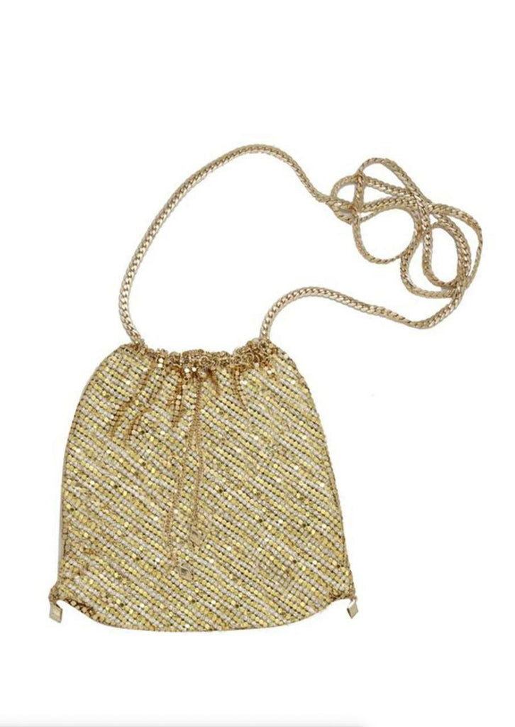 Gold Shimmer Pouch with Gold Shoulder Chain -  BohoPink