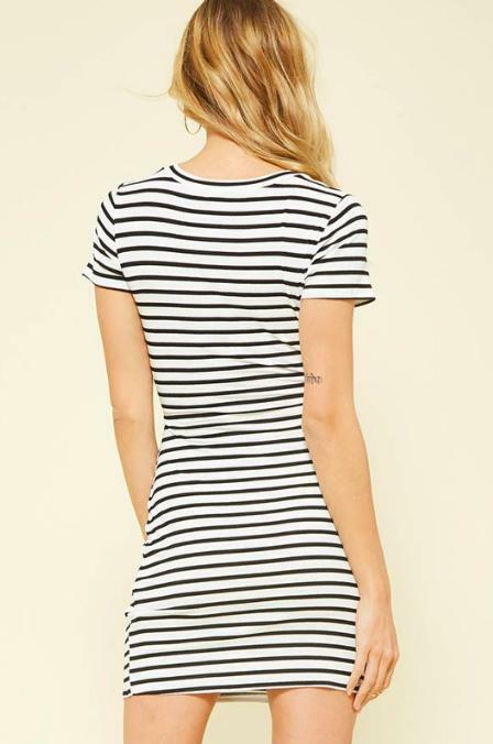 Black and White Striped T-Dress