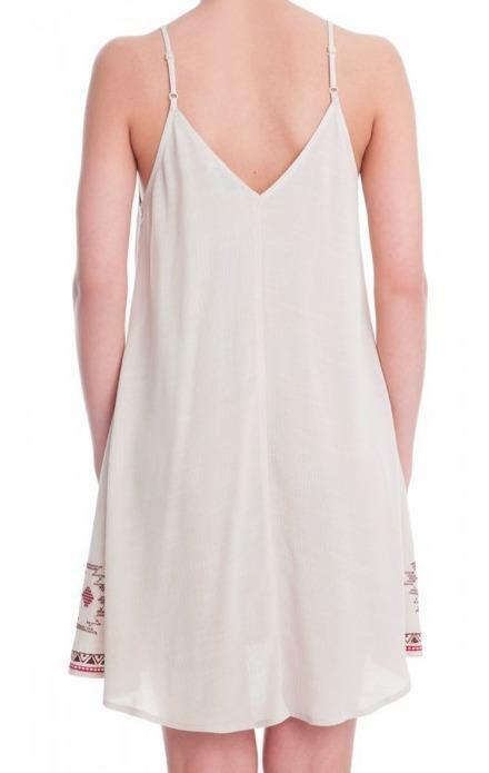 Heart of Mine Taupe Embroidered Lace-Up Coverup Dress -  BohoPink