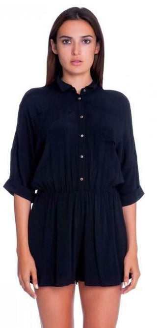 Republic Black Shirt Romper - Front View
