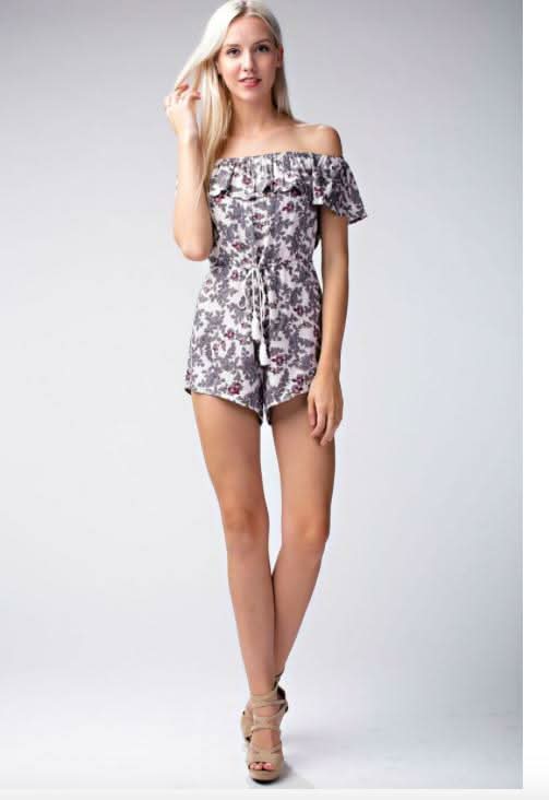 Floral Off-the-Shoulder Ruffle Romper