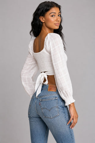 Lush Lauren White Center Ring Crop Top - Back Angle View