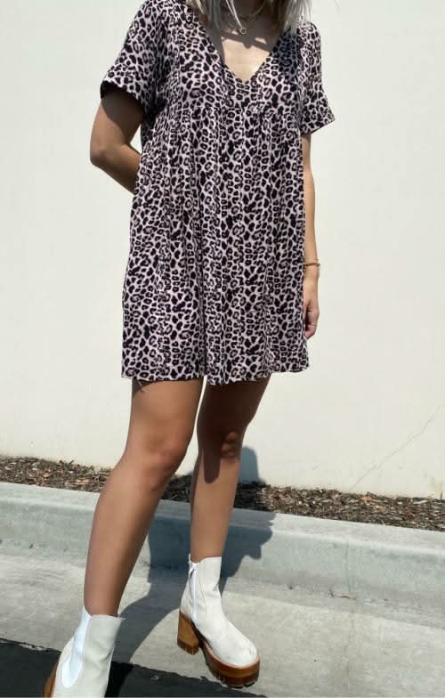Corrie Leopard Print Romper Dress -  BohoPink