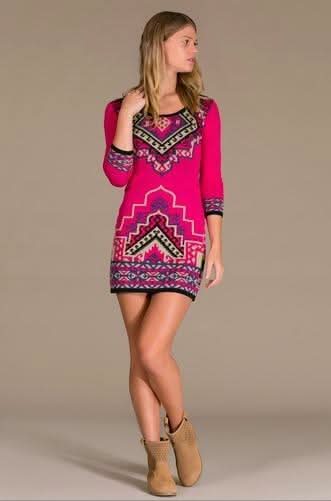 Flying Tomato Spring Lake Fuchsia Sweater Dress - Medium - 3/4 Sleeves, Rounded Neckline, Black Piping - Chic Knit Dress Flying Tomato Spring Lake Fuchsia Sweater Dress - Medium - 3/4 Sleeves, Rounded Neckline, Black Piping - Chic Knit Dress