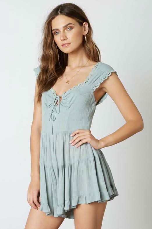 Blue Eyelet Romper