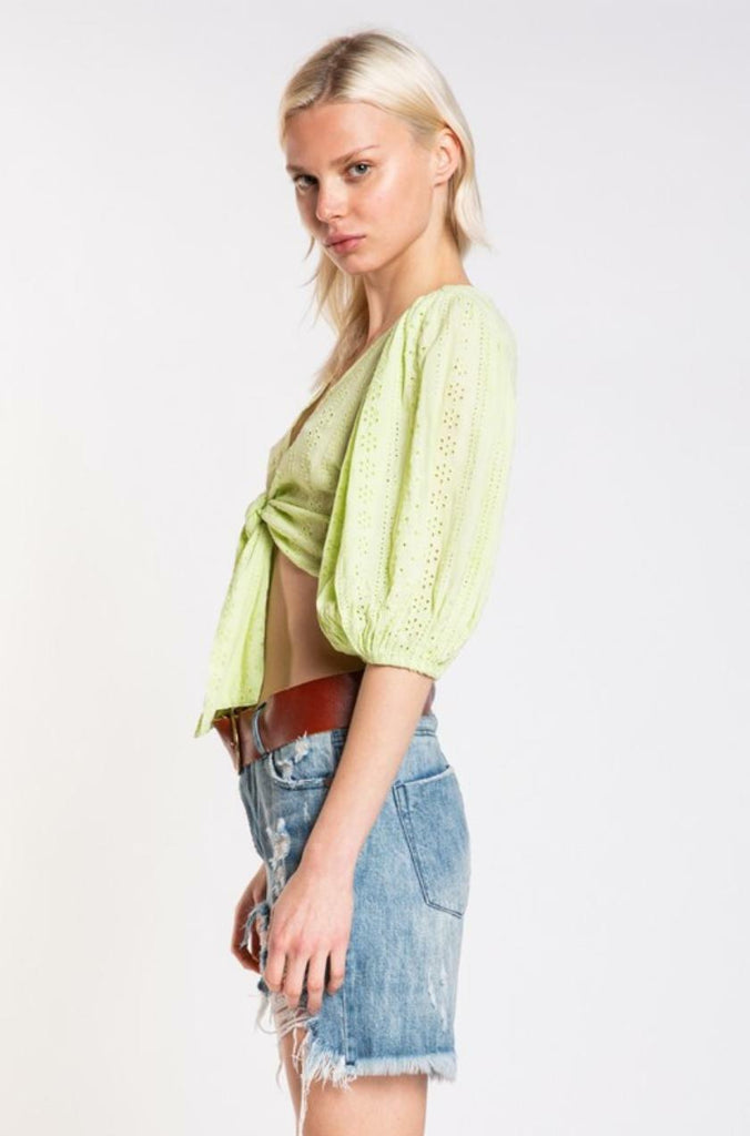 Cute Lime Tie-Front Top