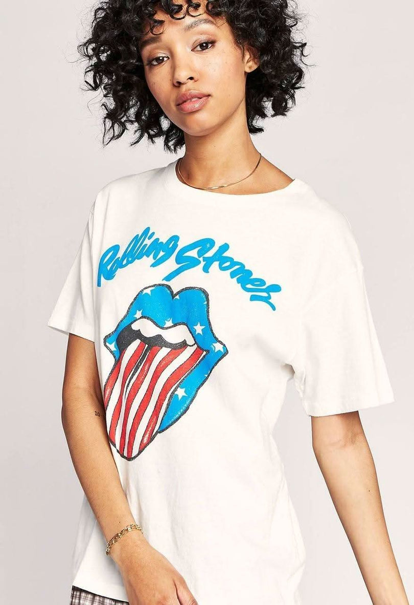 Daydreamer Rolling Stones Stars And Stripes Boyfriend Tee -  BohoPink