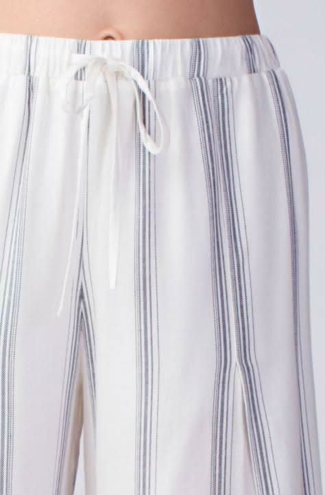 Amelia White Striped Drawstring Pants -  BohoPink