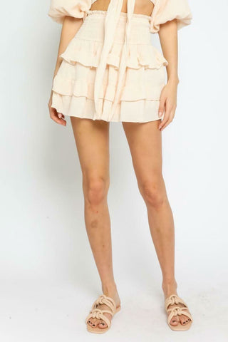 Island Paradise Blush Ruffle Mini Skirt -  BohoPink