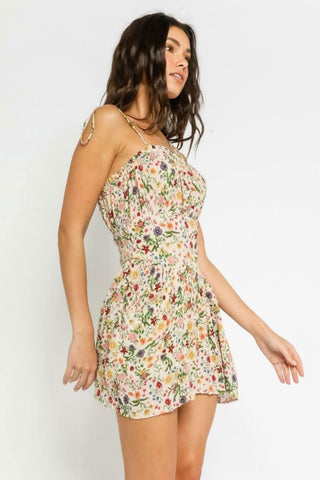 Riley Poppy Fields Floral Print Mini Dress - Side Detail View