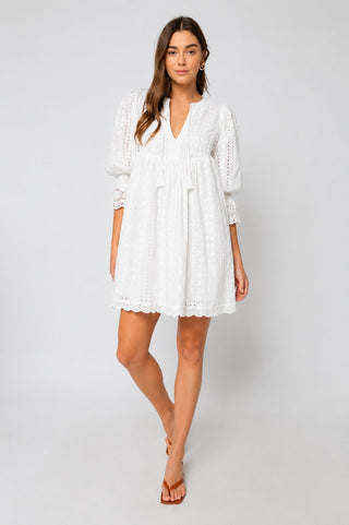 Edwina White Eyelet Shift Dress - Outfit View