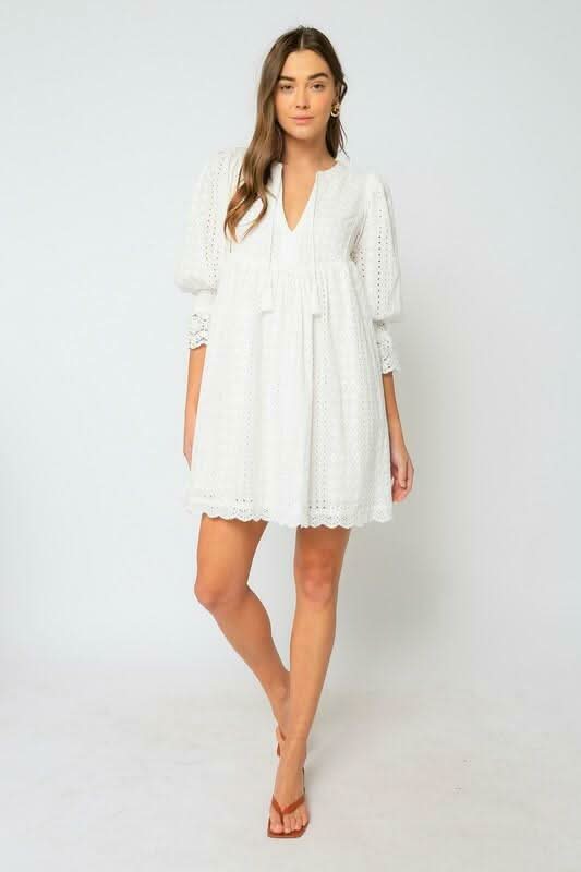 White Eyelet Babydoll Dress