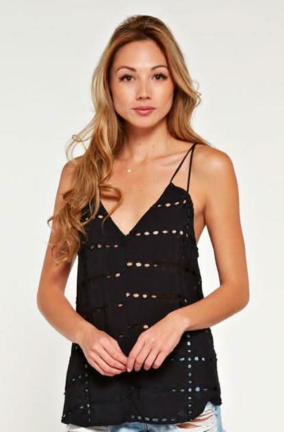 Black Eyelet Sleeveless Top