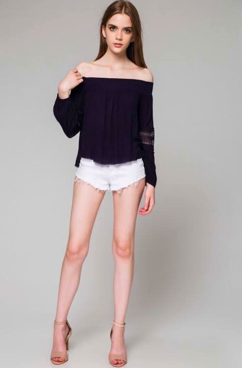 Navy Off-the-Shoulder Top