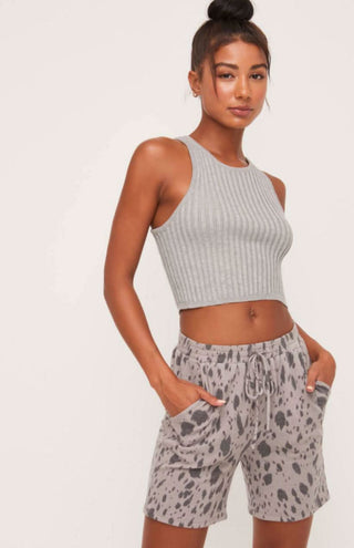 Just Chill Grey Leopard Print Set - Styled with a tank top