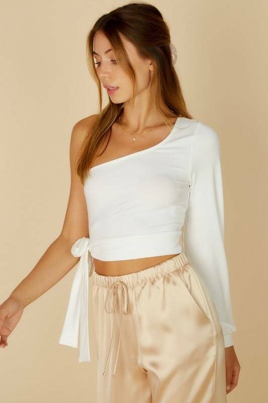 White Crop Top with Sleeves