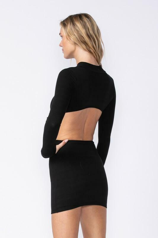 Delia Black Cutout Sweater Dress -  BohoPink