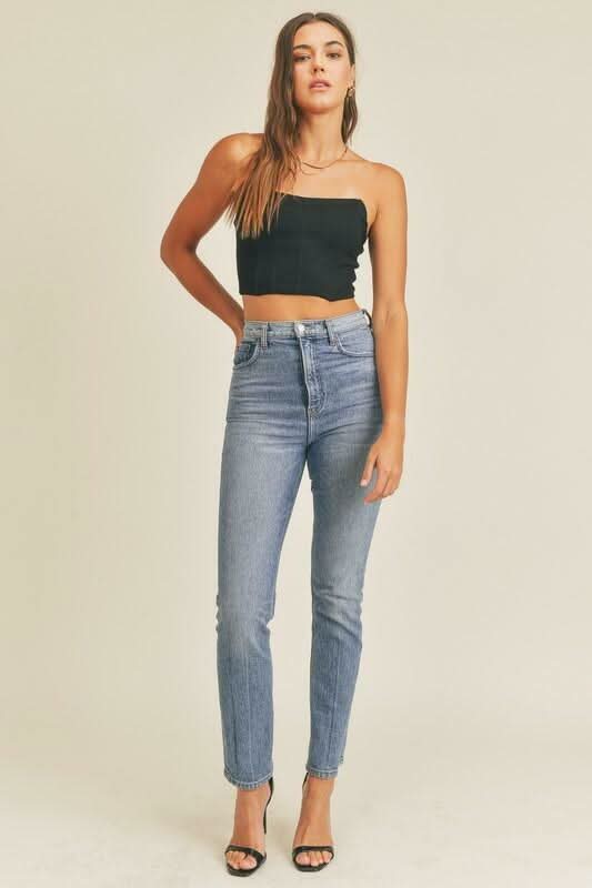 Charlie Black Strapless Crop Top -  BohoPink