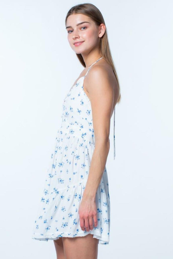 White and Blue Floral Sundresses