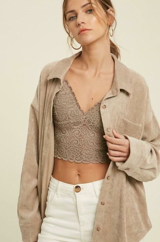 Going Places Mocha Long Sleeve Button-Up Top -  BohoPink
