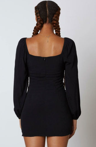 Trendy black long sleeve bodycon dress