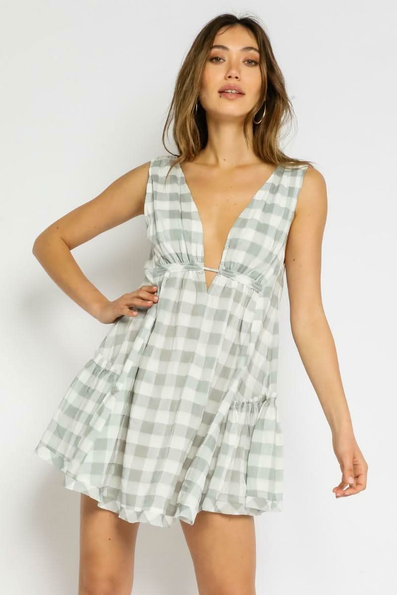 Sage Gingham Dress