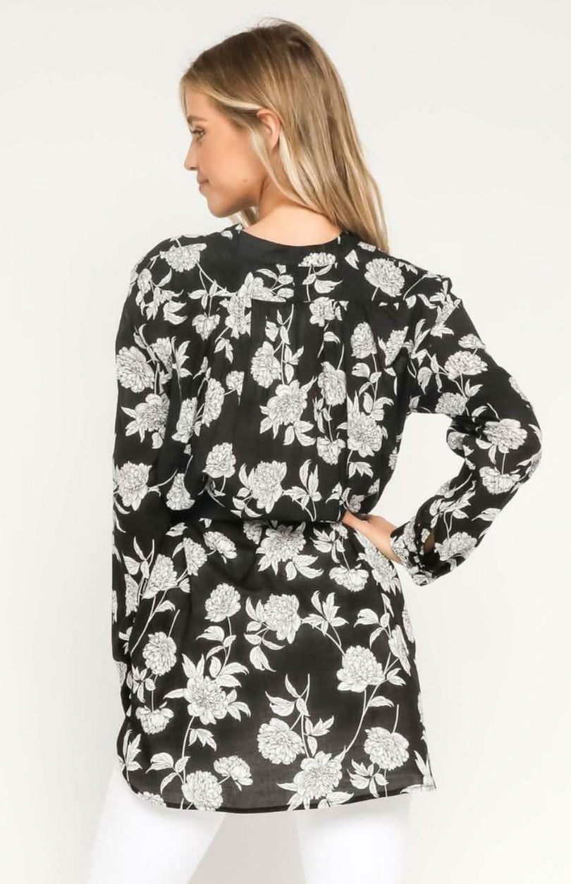 Black Floral Tunic Shirt
