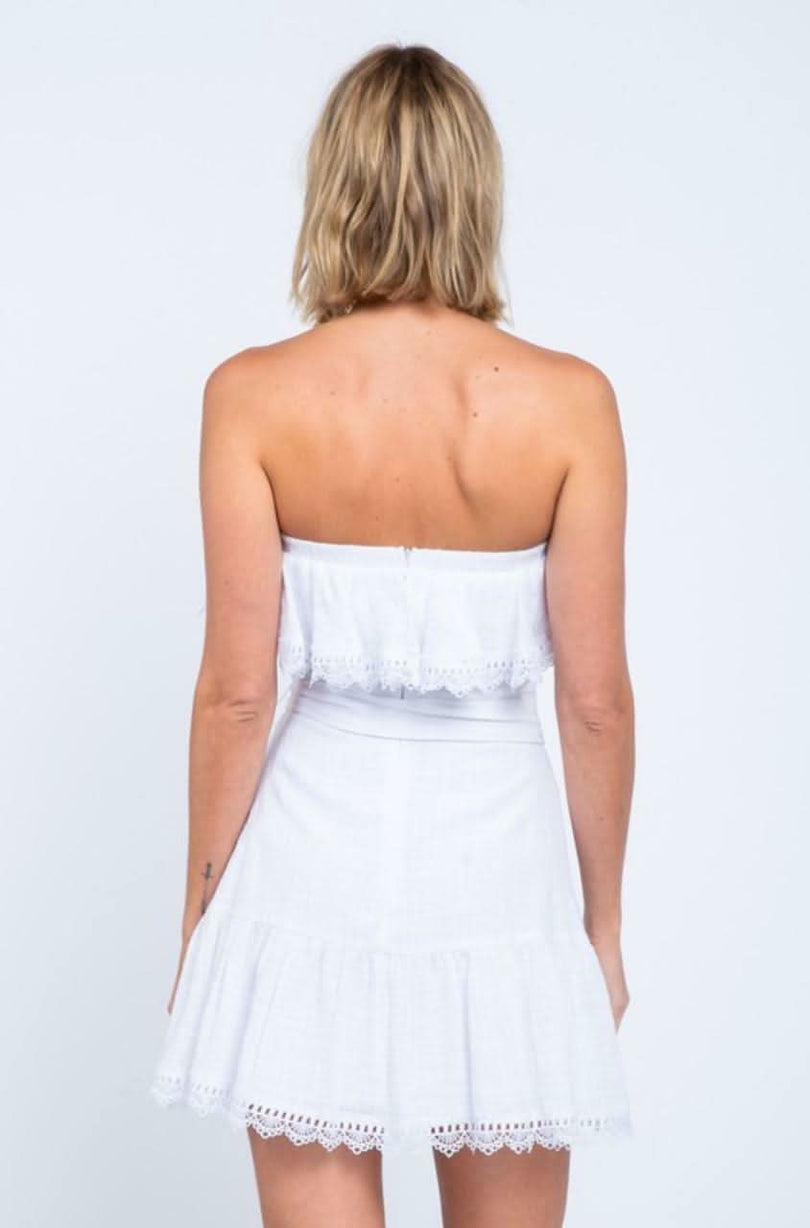 Ellie White Strapless Mini Dress -  BohoPink