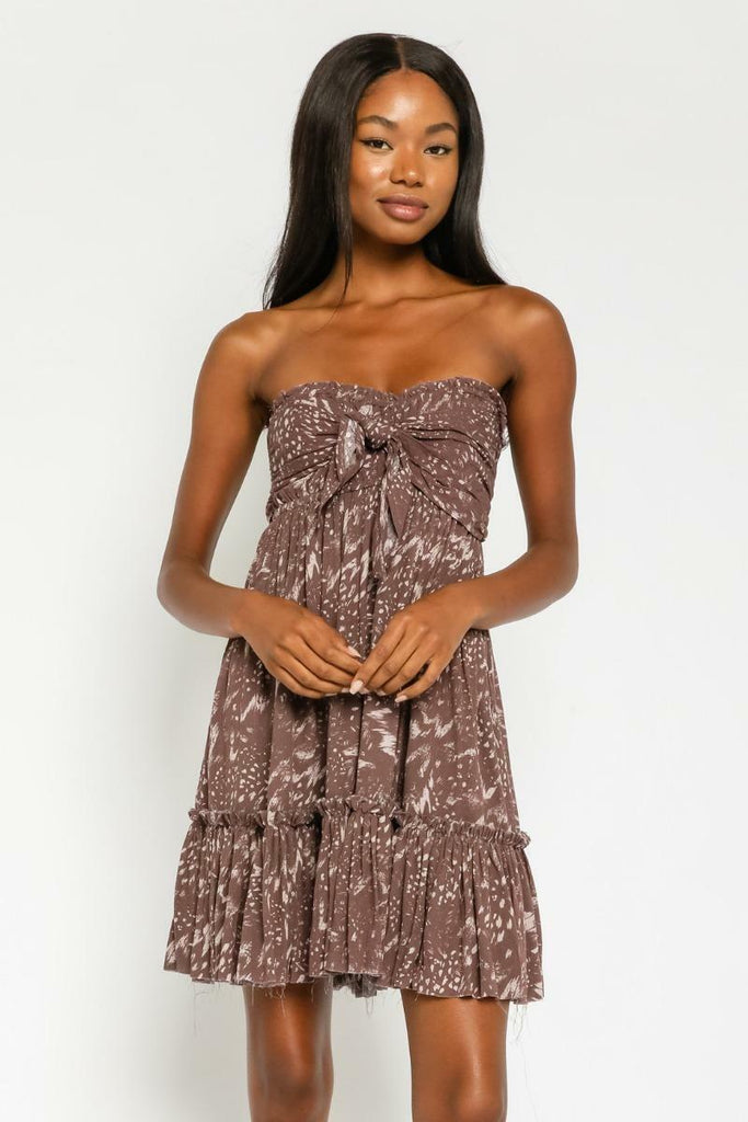 Canyon Sunset Etched Espresso Strapless Mini Dress -  BohoPink